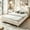 White, variant on Queen Bed Frame, Upholstered Wingback Platform with with Scalloped Edges, Modern Minimalist Design Bed Frame with Plush Velvet Fabric, Tall Tufted Headboard, Tool-Free Assembly, Black