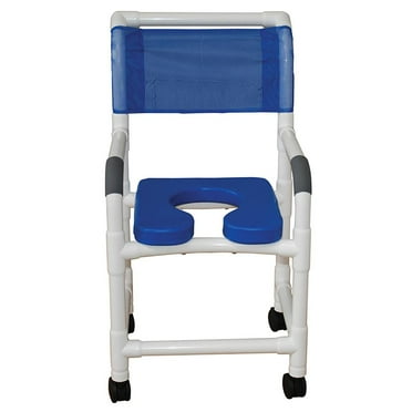 MJM International 118-3TW-SSDE-BL Shower Chair with Blue Soft Seat