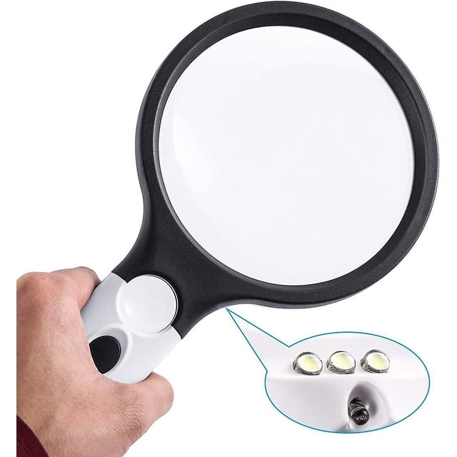 Luz Led de 2 uds, lupa iluminada de mano portátil para lectura de personas mayores, degeneración macular, joyería, pasatiempos de inspección y manualidades ZefeiWu 8390612506994