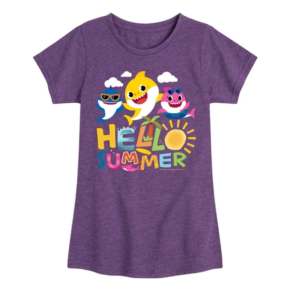 Baby Shark - Hello Summer - Youth Girls Fitted Short Sleeve T-Shirt