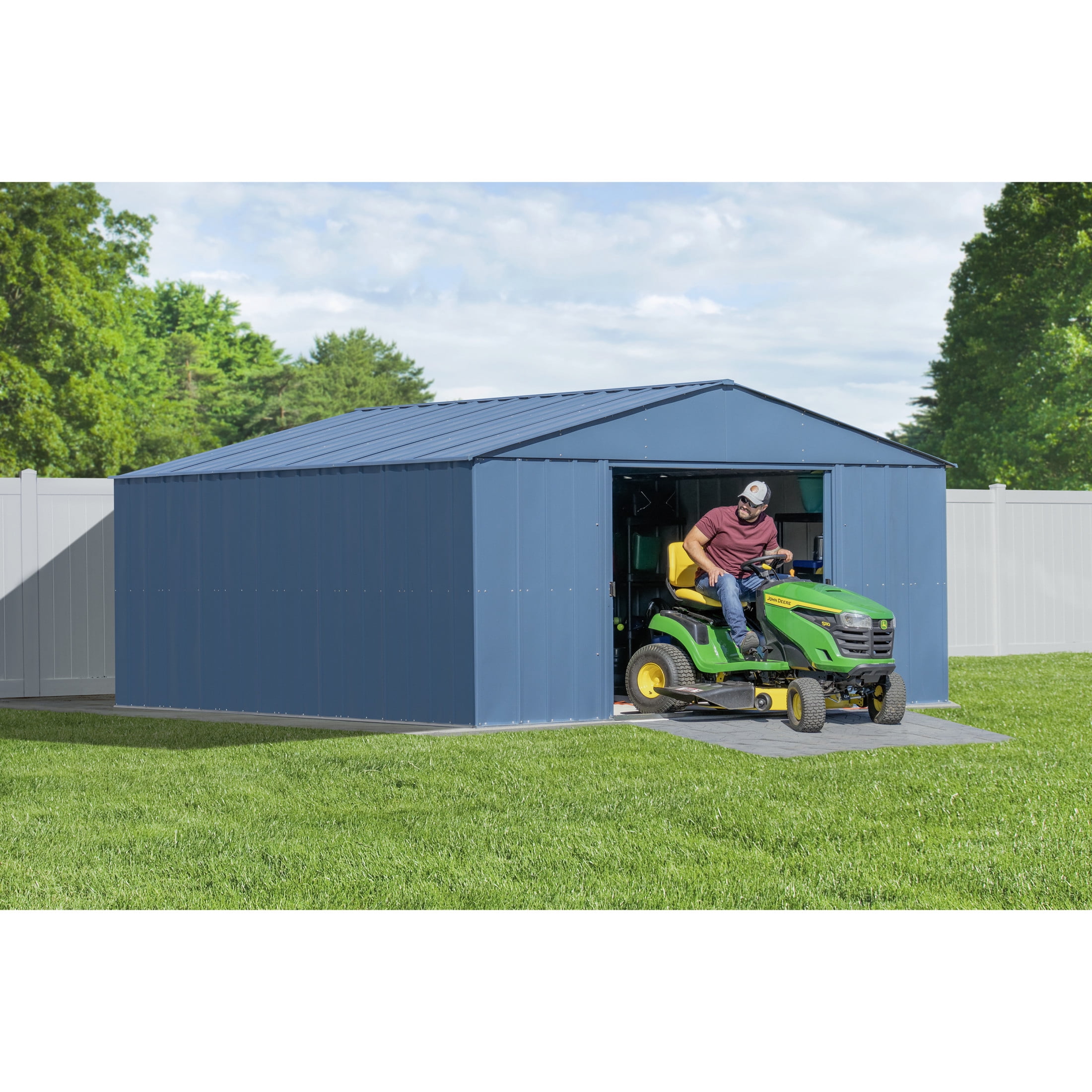 Arrow Classic 14 x 14 x 7 ft Blue Grey Steel Storage Shed