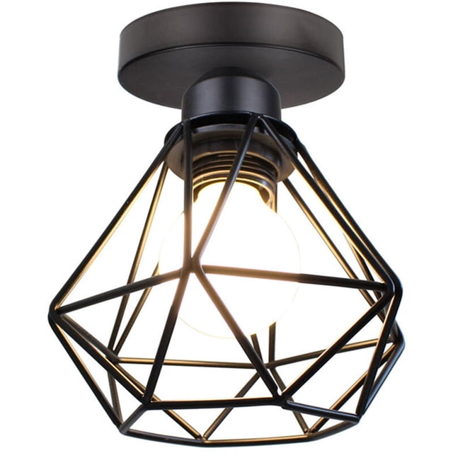 Easy to Install Semi Flush Mount Ceiling Light, Industrial Ceiling Light Fixture with Wide Application for Retro Black Design (1PCS)