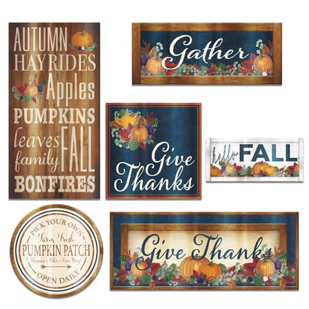 Set of 6 Vibrant Fall Thanksgiving Cutouts, 17"