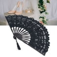 thumbnail image 5 of M Buder Handheld Lace Bamboo Folding Fan Black Gothic Style Lace Fan with Tassel for Performance Halloween Clothes Decoration Costume Party Gift, Black (10.6 inches / 27 cm), 5 of 9