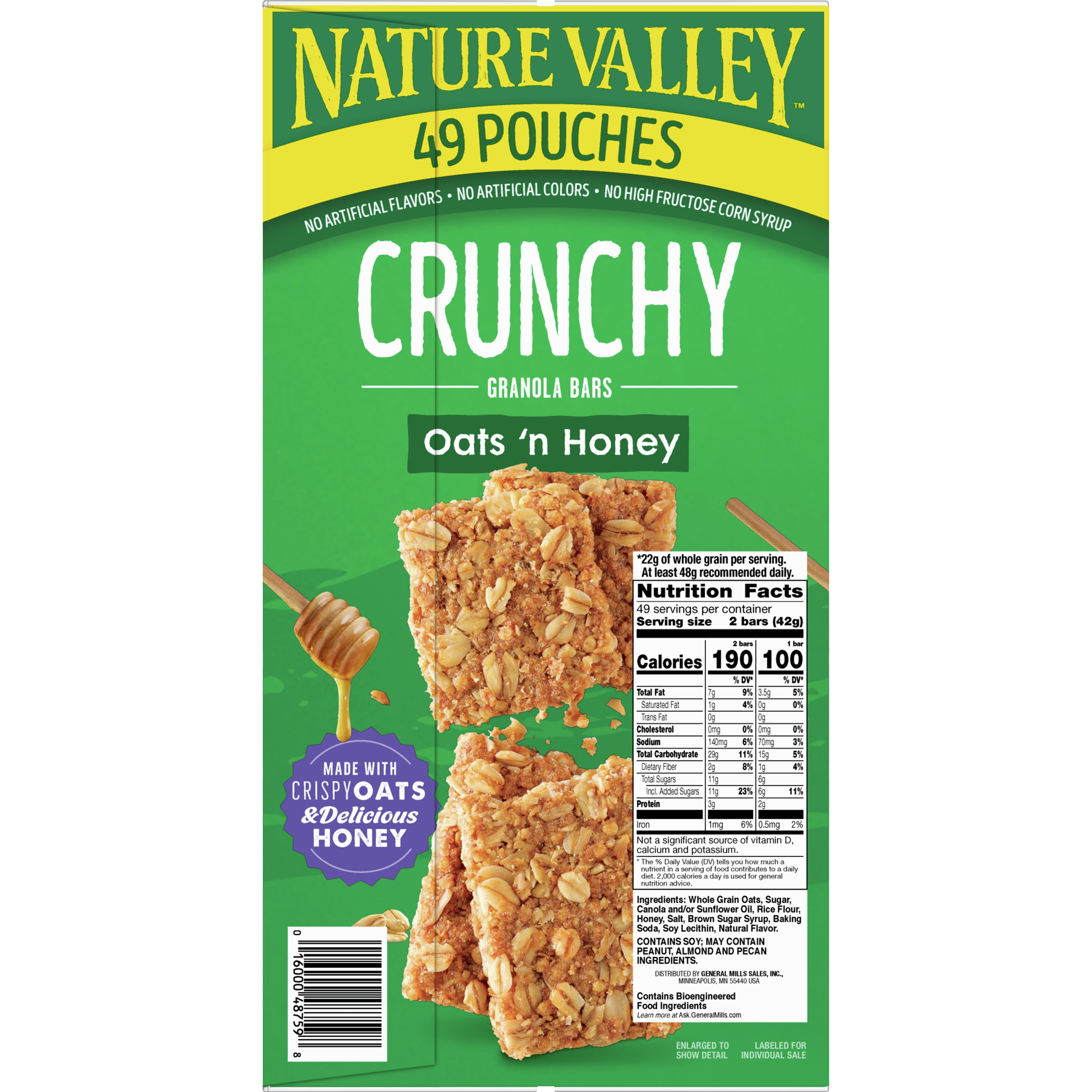Nature Valley Crunchy Granola Bars, Oats 'n Honey, 49 ct, 98 bars -  