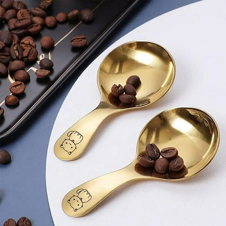 Watris Veiyi 5PCS Short Handle Spoons Small Scoops for Canisters Mini Gold  Sp