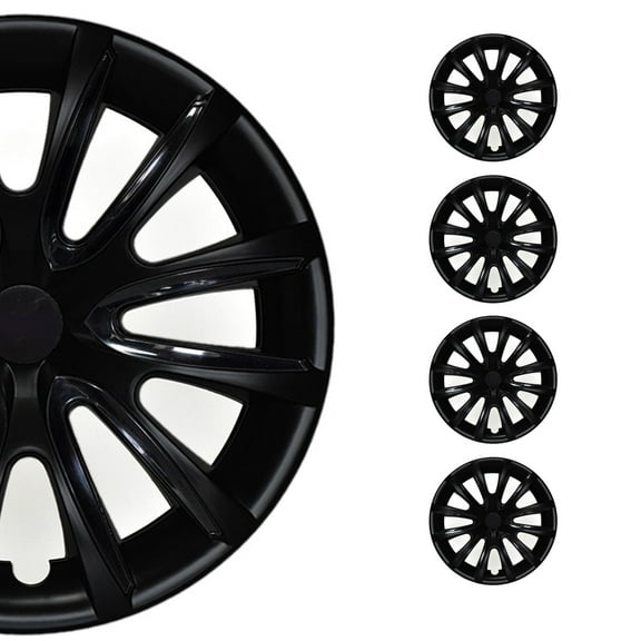 OMAC 15" Inch Hubcaps Wheel Rim Cover Matt Black with Insert 4pcs Set