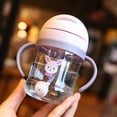 thumbnail image 1 of Biberón para bebés, taza para niños, vasos de silicona a prueba de fugas para niños, vasos para beber con mango de paja para bebés de dibujos animados (rosa) Rojo Verde, 1 of 5