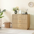 thumbnail image 2 of Weselon 3-Drawer Farmhouse Dresser with Waveform, Fully Assembled Nightstand Wooden Finish for Boho, Mid-century, Rustic Style,Oak, 2 of 7