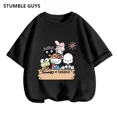 thumbnail image 4 of Conjunto de camiseta de Hello Kitty para niños y niñas, ropa holgada de manga corta Y2K, Top con estampado oscuro para mujer, ropa dulce Harajuku, 4 of 6