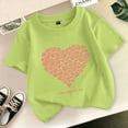 thumbnail image 2 of Toddler Girls T-Shirts Love Printed Round Neck Short Sleeve T-Shirt Summer Minimalist Trendy Casual Wear Cute Children Girls T-Shirts，10 -11 Years, 2 of 3