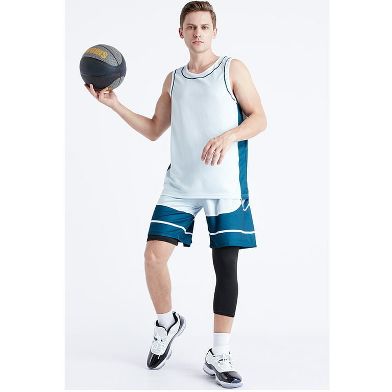 Elbourn Mens One Leg Basketball Compression Pants 3/4 Baselayer Running  Capri Sports Tights Leggings Underwear for Men 