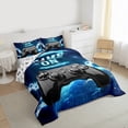 thumbnail image 3 of Manfei Boys Cartoon Gamepad Full Size Comforter Sets, Game Over Bedding Comforter Set, Game Console Lover Reversible Bedding Sets, Breathable Home Decor, 3pcs, 3 of 8