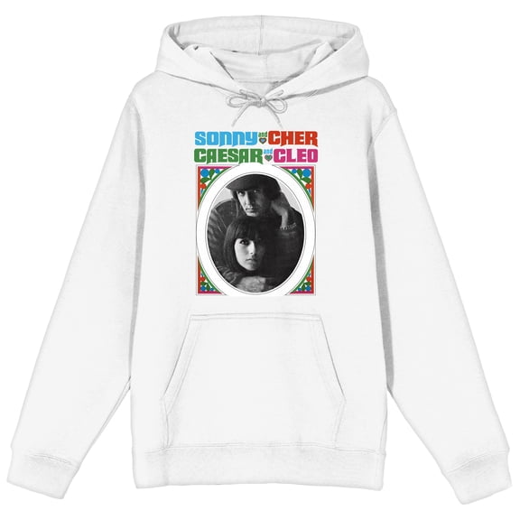 Sonny & Cher Caesar & Cleo Long Sleeve White Adult Hooded Sweatshirt -Medium