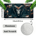 thumbnail image 2 of 1 Pcs 2D Flat License Plate Covers & Frames, Ram Skull with Flowers For Decorative Front, Waterproof For Decoration Aluminum License Plate Covers & Frames Cover For Men Women, 12" X 6", 2 of 7
