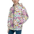 thumbnail image 2 of Kdxio Peace Love and Dove Flower Power Pattern Kids Boys Girls Zip Up Hoodie 3D Printed Hooded Sweatshirt Hoody Coat with Pocket 7-12 Y-Small, 2 of 6