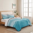 thumbnail image 5 of Queen Quilt Set 90''x96'', Blue Coastal Wave Lightweight Summer Bedspread Coverlet Set with 2 Pillow Shams, Summer Modern Ocean Beach Breathable All Season Quilt Bedding for Bedroom/Guest Room, 5 of 9