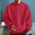 thumbnail image 2 of ZHOGXU Solid Color Crew Neck Sweatshirts For Men Hoodless Fleece Pullover Long Sleeve Athletic Top Streetwear Gym Workout Comfortable Outdoor Casual, 2 of 5