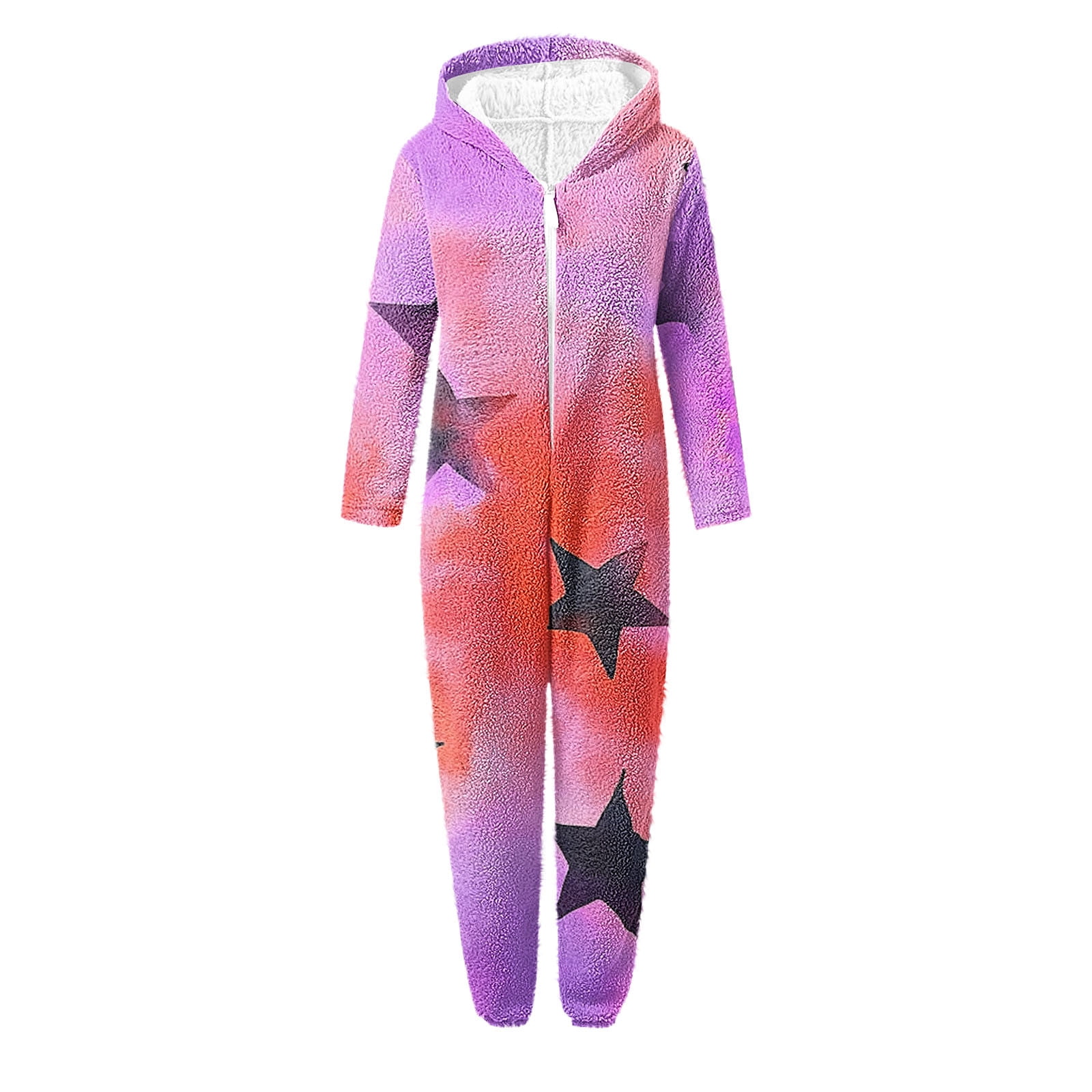 Aofany Girls Onesies Pajamas Fleece Zip Up Jumpsuits Fuzzy Sherpa One Piece Loungewear Sleepwear Kids Hooded Rompers Costume Winter Clothes for 5-15 Years