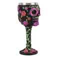 thumbnail image 4 of Ebros Gothic Black Red Pink Green Day of The Dead Sugar Skull Wine Goblet 7oz, 4 of 7
