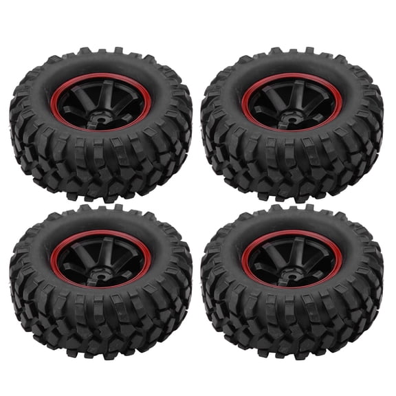 Tebru Rubber Tire, RC Accessory,4Pcs 6 Holes Wheel Tyres Rubber Tires With Hubs for 1/10 Scale RC Crawler Off-road Truck Car