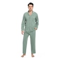 thumbnail image 3 of Zelax Mens Cotton Pajama Set – Long Sleeve Sleepwear with Classic Button Down Design (X-Large, Saga Green), 3 of 7