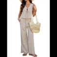 thumbnail image 2 of Conjunto de 2 Piezas para Mujer, Chaleco con Cuello en V y Cintura Anudada, Pantalones Casuales de Pierna , Color Albaricoque , Talla S, 2 of 9