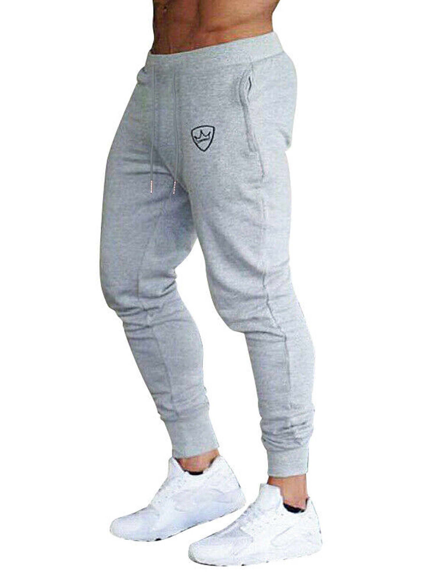 Details about   Gym Mens Slim Fit Tapered Fitness Pants Jogger Sweatpants Workout Pockets Zipper 