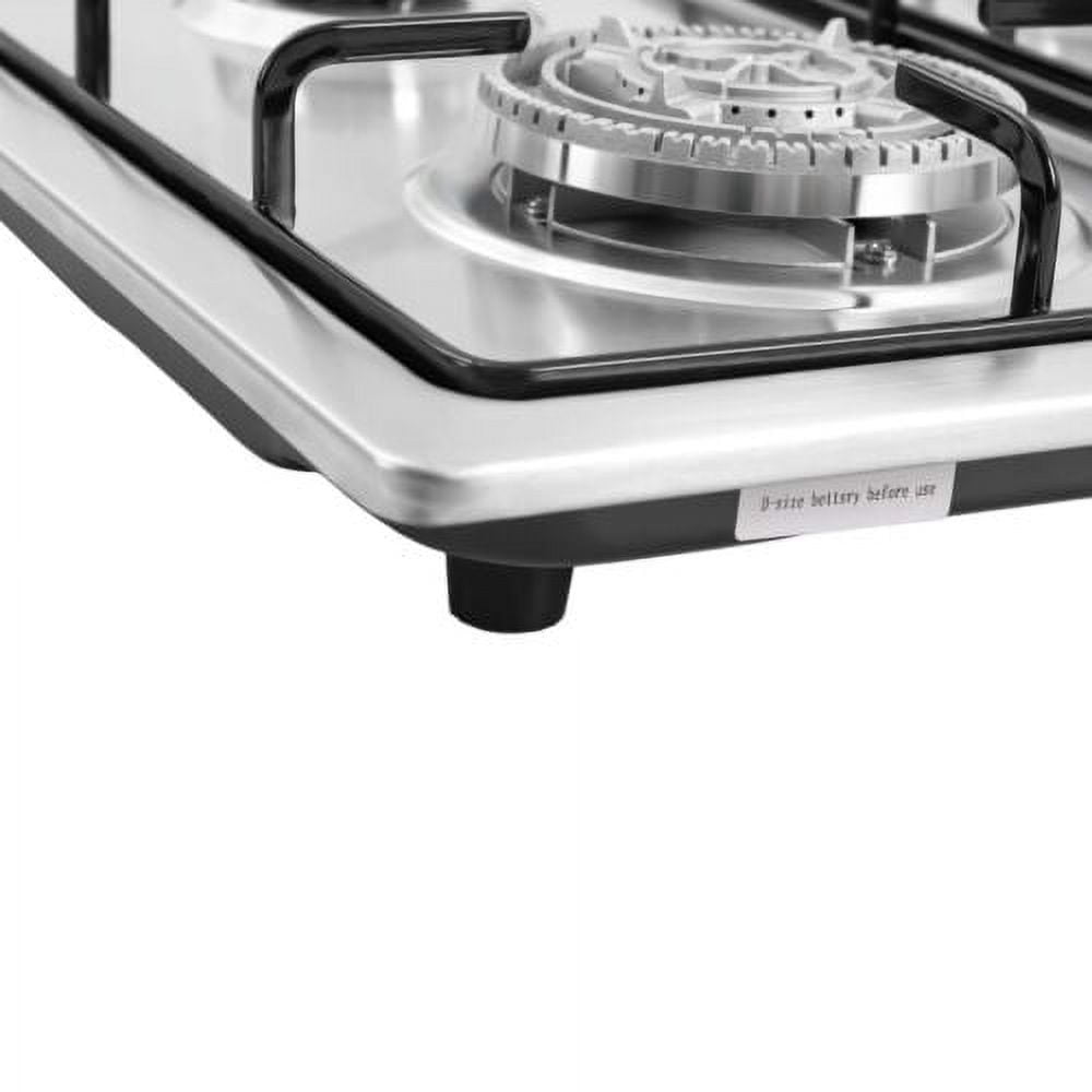 Stainless Steel Gas Stove Silver 4-Burner Built in Gas CookTop NG/LPG Cooktop