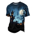 thumbnail image 6 of Halloween Shirts for Men Funny Pumpkin Ghost Print Graphic Halloween Tshirts Round Neck Short Sleeve Corduroy Tops Dark Gray M, 6 of 7