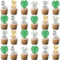 50Pcs  Safari Animal Cupcake Toppers for Jungle Safari Wild Birthday Party Decorations Supplies