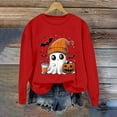 thumbnail image 2 of Jsaierl Halloween Sweatshirts for Women Cute Pumpkin Ghost Graphic Sweatshirt Crewneck Funny Long Sleeve Pullover Top, 2 of 6