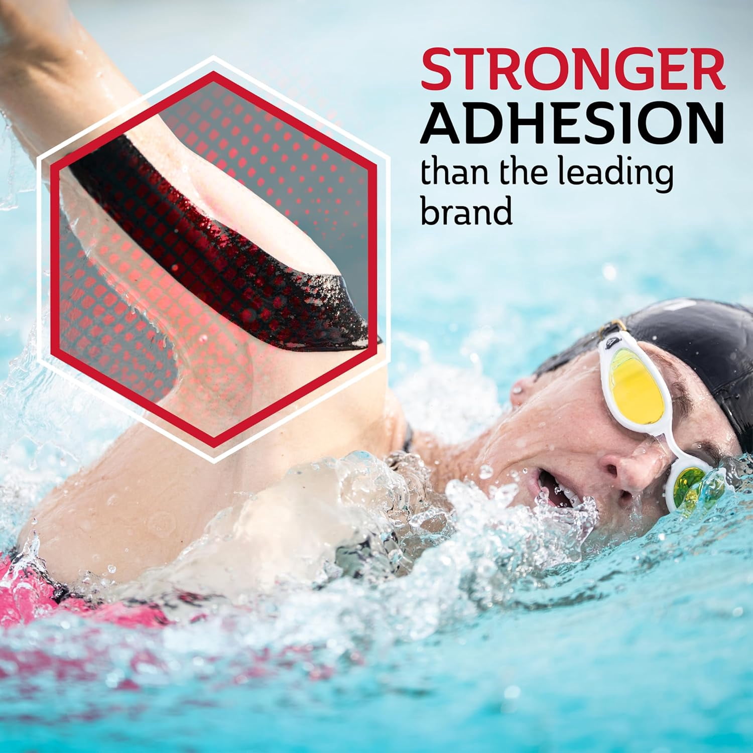 CURAD Kinesiology Tape, Performance Series, Pain Management, Sweat & Water-Resistant, Compression Support, 2 x 10 inches, 20 Strips