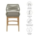thumbnail image 3 of Counter Stool Chair, Gray, Teak Wood, Outdoor Patio Balcony Cafe Bistro Garden Hospitality Restaurant, Modern Contemporary, HB37666, 3 of 9
