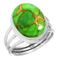thumbnail image 1 of 925 Silver Ring For Women - Men Copper Green Turquoise Stone Silver Ring Size 12 Simple Silver Ring Size 12 Gift For Girl Friend On Friendship Day 925 Gemstone Silver Jewelry, 1 of 6