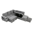 thumbnail image 6 of Harper & Bright Designs L Shaped Sectional Sofa with Storage Space, Convertible Modular Sleeper Sofa Couch with Pull Out Bed, USB Ports and Cup Holders on The Armrests for Living Room, Gray, 6 of 17