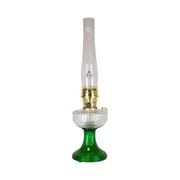 Aladdin Lincoln Drape Oil Lamp - Traditional Classic Indoor Oil or Kerosene Fuel Lamp, Bright White Light, Glass with Brass Trim, Clear over Emerald Green
