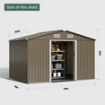 thumbnail image 7 of ALAULM 8x6 ft Outdoor Steel Storage Shed with Lockable Sliding Door, Waterproof Metal Tool Shed for Garden, Brown, 7 of 7