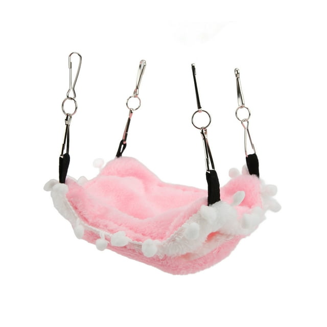 Hamaca colgante para animales pequeños, jaula cálida de felpa para mascotas, hamaca para rata, planeador del azúcar, hurón, 21x21cm/8,3x8,3 pulgadas, rosa