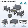 thumbnail image 4 of SERWALL 5 Pieces Outdoor HDPE Patio Furniture Sets, Conversation Sets with Cushions, 2 Armchairs & 1 Loveseat & 1 Coffee Table for Poolside, Balcony, Porch & Backyard, Grey / Grey, 4 of 7