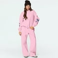 thumbnail image 4 of CIENVNSTG Women's 2 Piece Outfits Bow Trim Print Hoodie Sweatsuit Sets Oversized Sweatshirt Wide Leg Sweatpants Pink S, 4 of 6