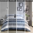 thumbnail image 5 of JERFIT King Size Comforter Set Blue Grey, 7-Piece Bed in a Bag with Sheets, Stripe Pattern, Microfiber, Hypoallergenic, Antimicrobial, 5 of 10