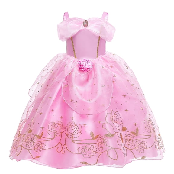 LOEL Girls Beauty Princess Dress Fairy Pink Dress Christmas Birthday Dress Up