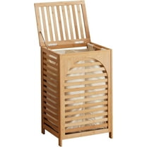Laundry Hamper with Lid,Bamboo Large Waterproof Clothes Laundry Basket,Removable Washing Bags with Handles,clothes basket (Natural)