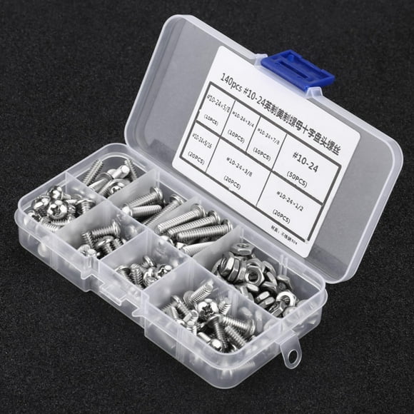 Pan Head Screws Screws Assortment Set 140pcs /set #10-24 Stainless Steel Cross Pan Head Screws With A Plastic Box