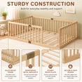 thumbnail image 6 of SESSLIFE Twin Montessori Floor Bed Frame with High Rails and Door, Wood Twin Floor Bed with Slats, Low Profile Kids Bed Frame for Boys Girls, No Box Spring Needed, Natural(No Door), 6 of 8