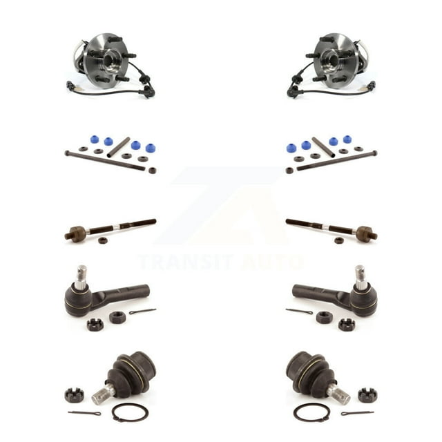 Transit Auto Front Bearing Lower Ball Joint Outer Inner Tie Rod & Sway Bar Stabilizer Link Kit (10Pc) for Car 2003-2004 Mazda B4000 4WD Square Connector - Left Right Side (Driver Passenger) K7T-108901