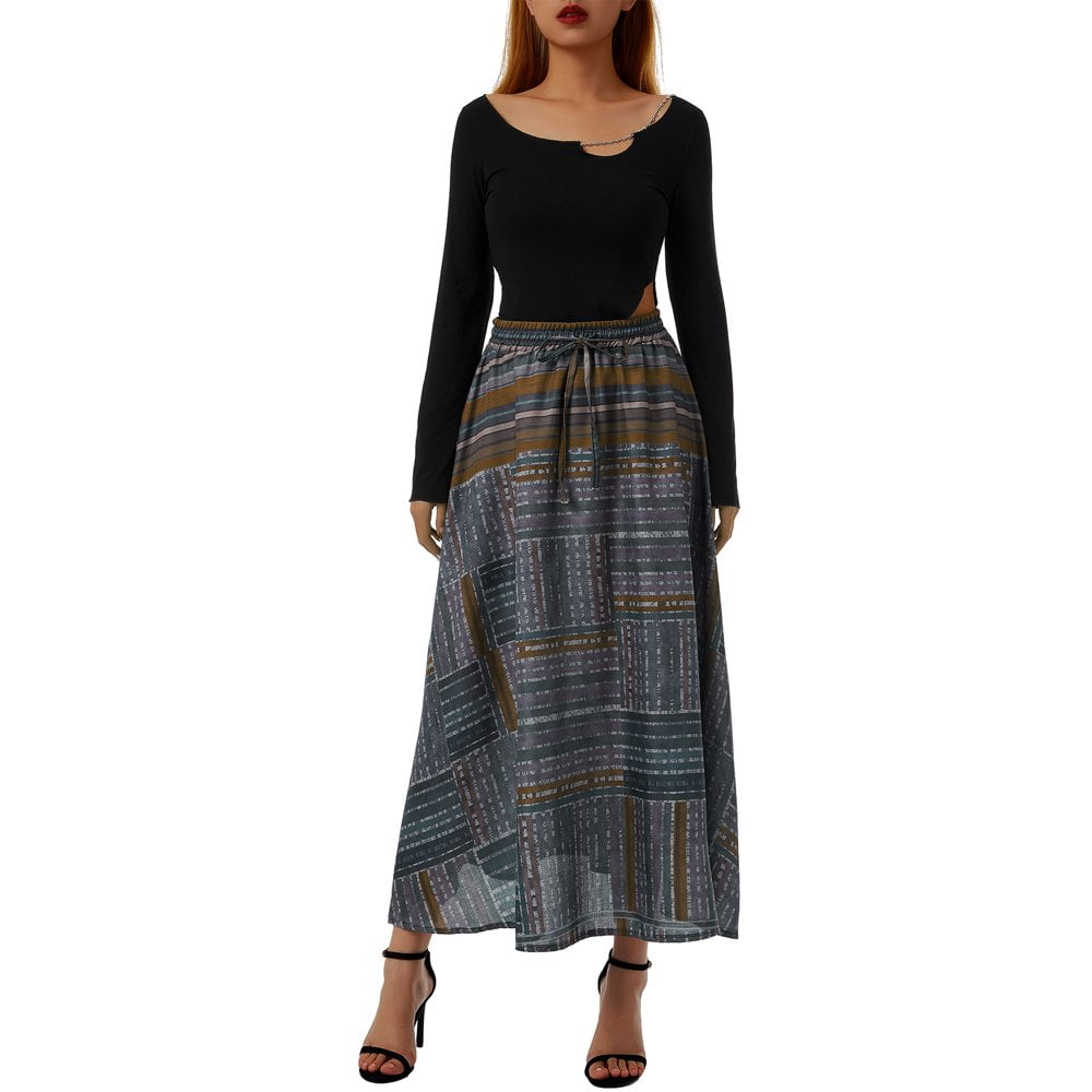 Women High Waist Midi Skirt Vintage Boho Print A Line Long Pencil Skirt Wrap Half Dress Dailywear Walmart