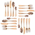 thumbnail image 4 of MegaChef  Gibbous 20 Piece Flatware Utensil Set, Stainless Steel Silverware Metal Service for 4 in Rose Gold Matte, 4 of 6