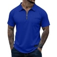 thumbnail image 2 of GrmtClth Polo Shirts for Men 2026 Summer Fashion Short Sleeve Tops Loose Quarter Zip Blouse Trendy Collared Clothes with Pocket Blue 2XL, 2 of 6